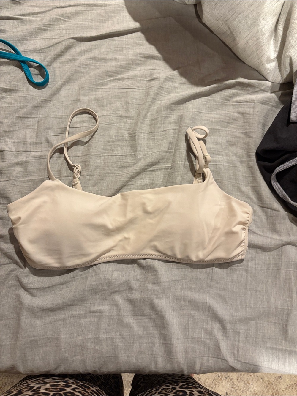 aerie cream bandeau bikini top